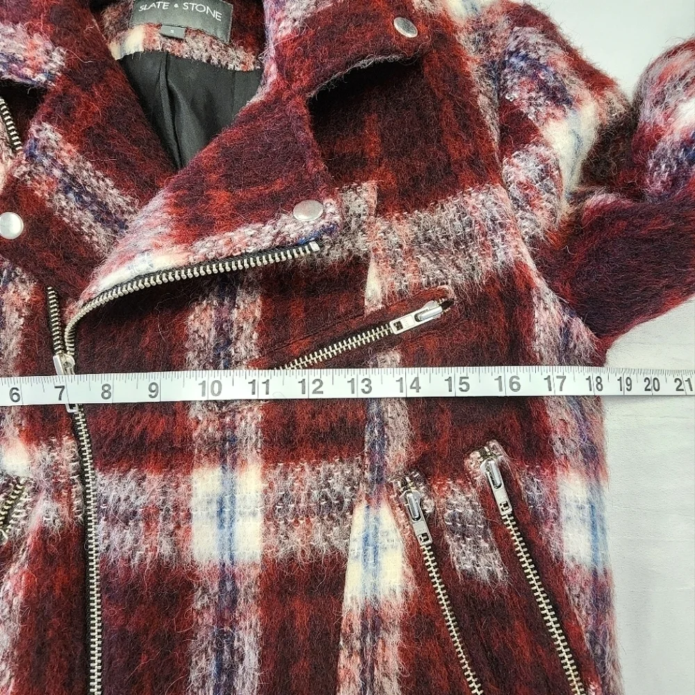 Slate & Stone Women's Plaid Wool-l Blend Biker Jacket, size Small